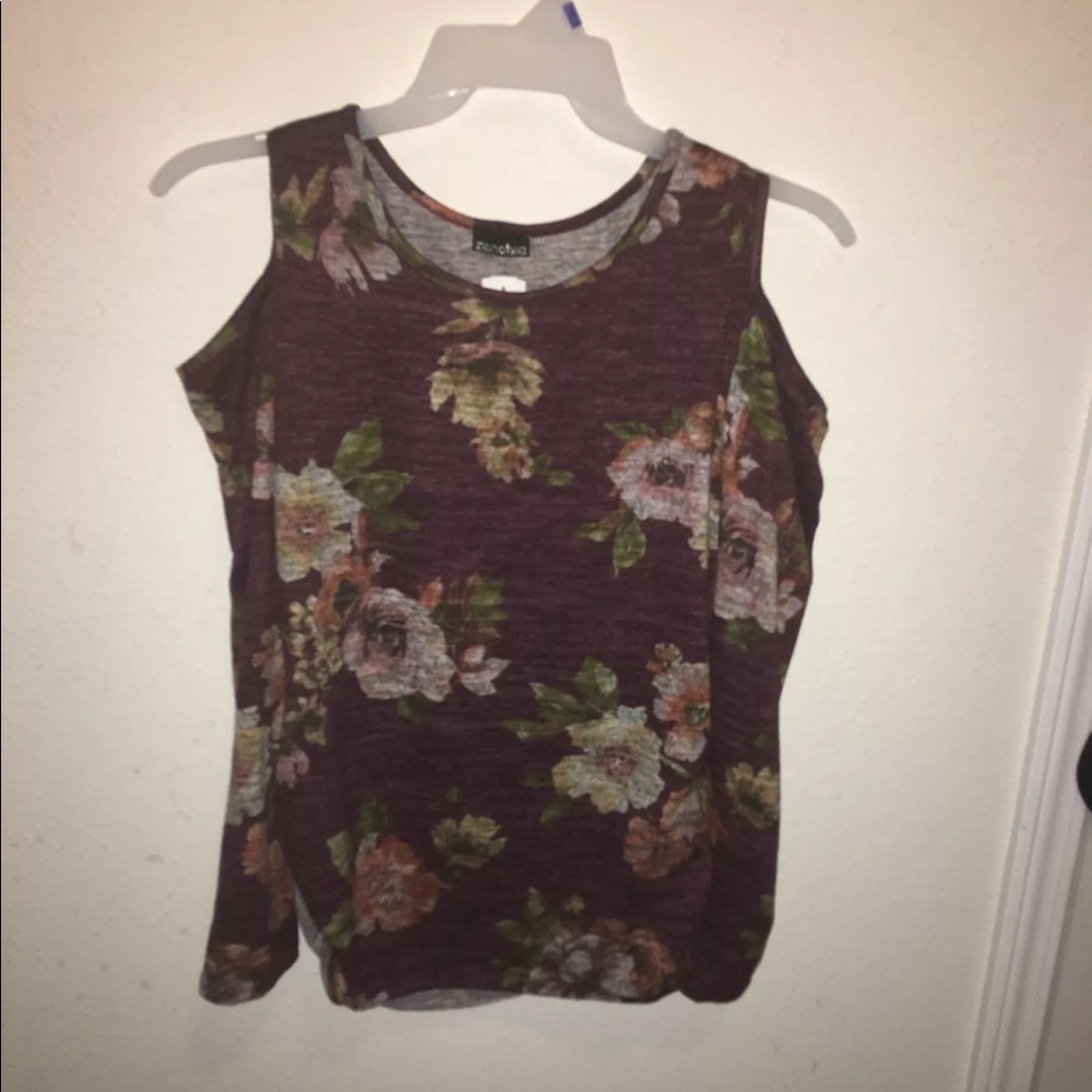 Floral cut shoulder sweater